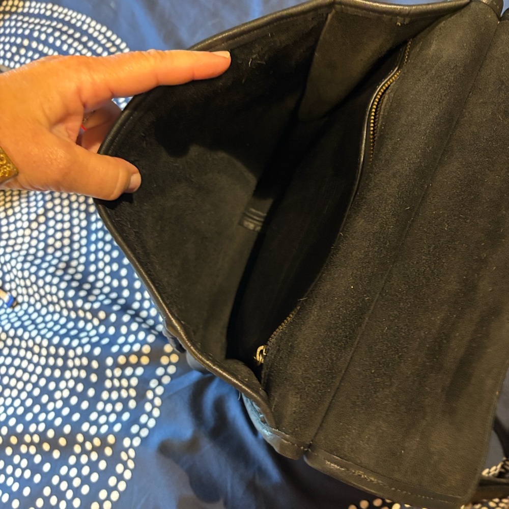Coach Willis Black Leather Turnlock Top-Handle Shoulder Bag - Picture 9 of 12